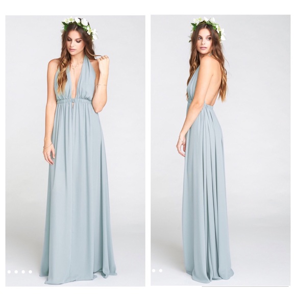 Show Me Your MuMu Dresses & Skirts - SMYMM Luna Halter Dress In Silver Sage Crisp